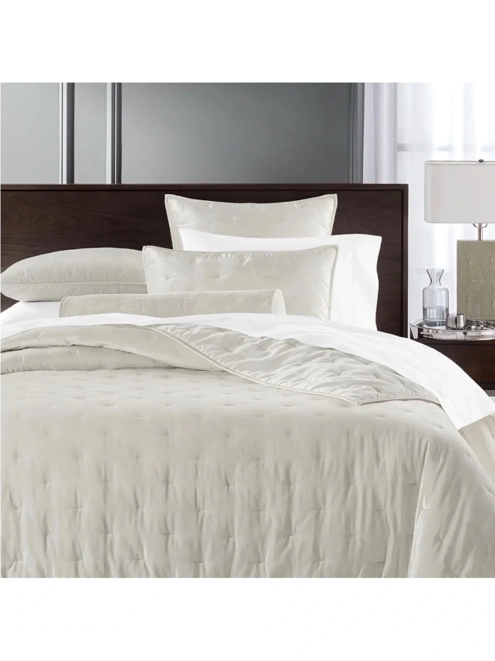 Hotel Collection Solid Velvet Quilted Coverlet Set